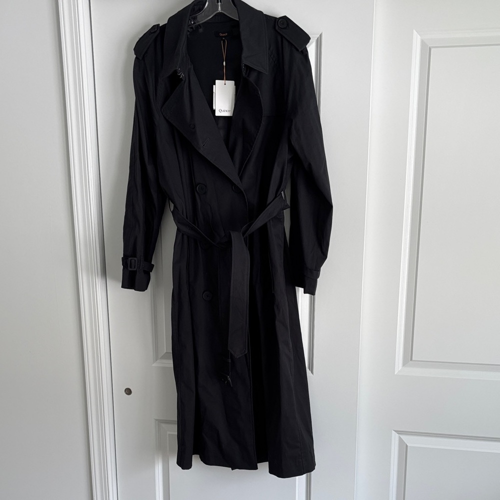 Quince Classic Black Trench Coat